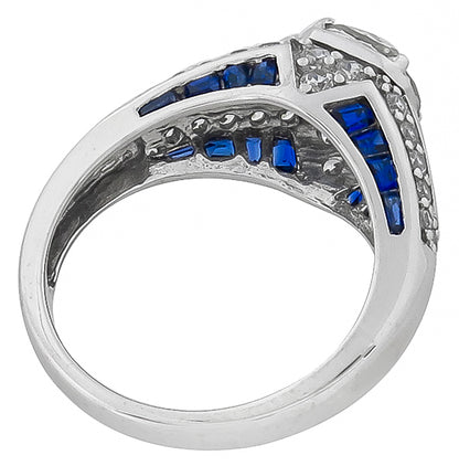 Vintage 1.16ct Diamond Sapphire Engagement Ring