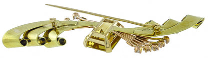 Vintage 12.00ct Citrine 0.80ct Diamond Pin