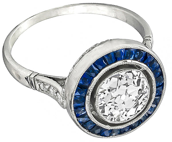 Vintage 1.27ct Diamond Sapphire Engagement Ring