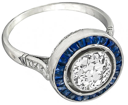 Vintage 1.27ct Diamond Sapphire Engagement Ring