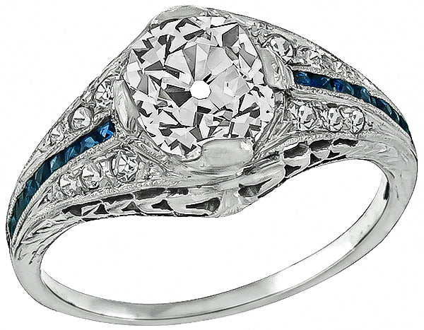 Vintage 1.28ct Diamond Sapphire Engagement Ring