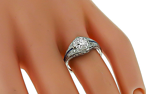 Vintage 1.28ct Diamond Sapphire Engagement Ring