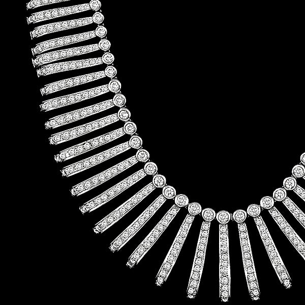 Vintage 13.00ct Round Cut Diamond 18k White Gold Necklace