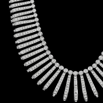 Vintage 13.00ct Round Cut Diamond 18k White Gold Necklace