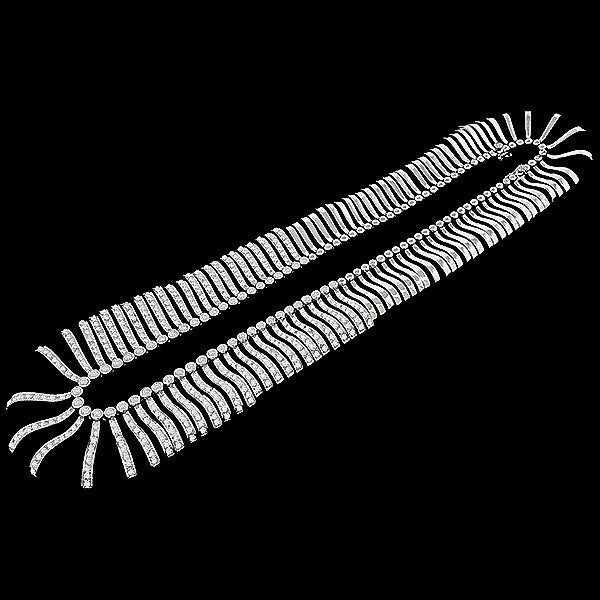 Vintage 13.00ct Round Cut Diamond 18k White Gold Necklace