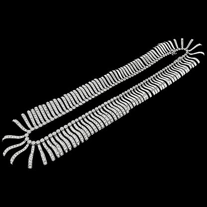 Vintage 13.00ct Round Cut Diamond 18k White Gold Necklace