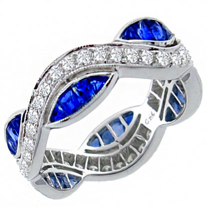 Vintage 1.34ct Diamond 0.69ct Sapphire Eternity Wedding Band