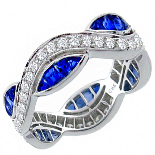 Vintage 1.34ct Diamond 0.69ct Sapphire Eternity Wedding Band