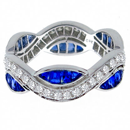 Vintage 1.34ct Diamond 0.69ct Sapphire Eternity Wedding Band