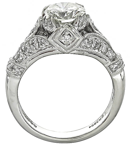 Vintage 1.34ct Diamond 14 Karat White Gold Engagement Ring