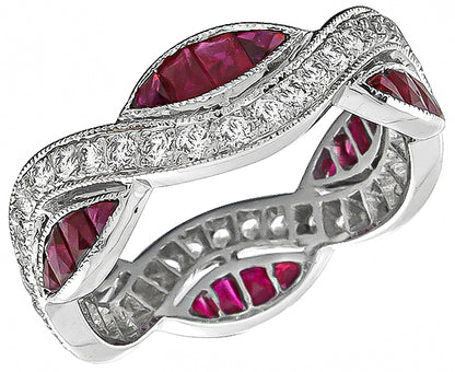 Vintage 1.36ct Ruby 0.68ct Diamond Eternity Wedding Band