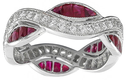 Vintage 1.36ct Ruby 0.68ct Diamond Eternity Wedding Band