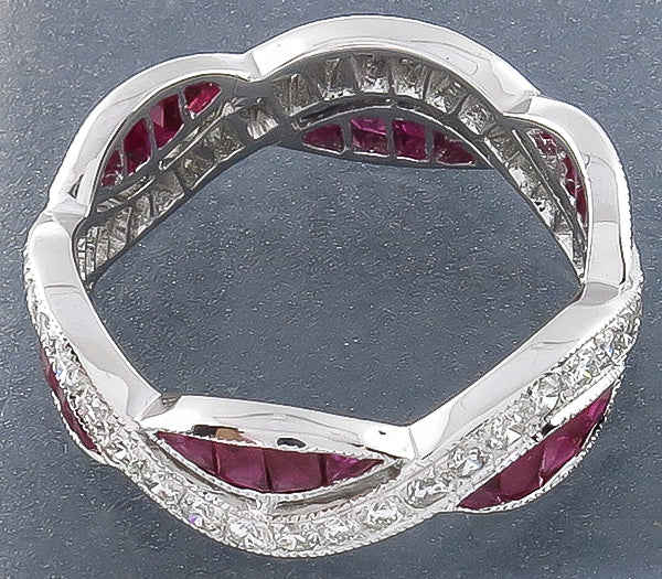 Vintage 1.36ct Ruby 0.68ct Diamond Eternity Wedding Band