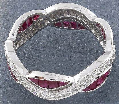 Vintage 1.36ct Ruby 0.68ct Diamond Eternity Wedding Band