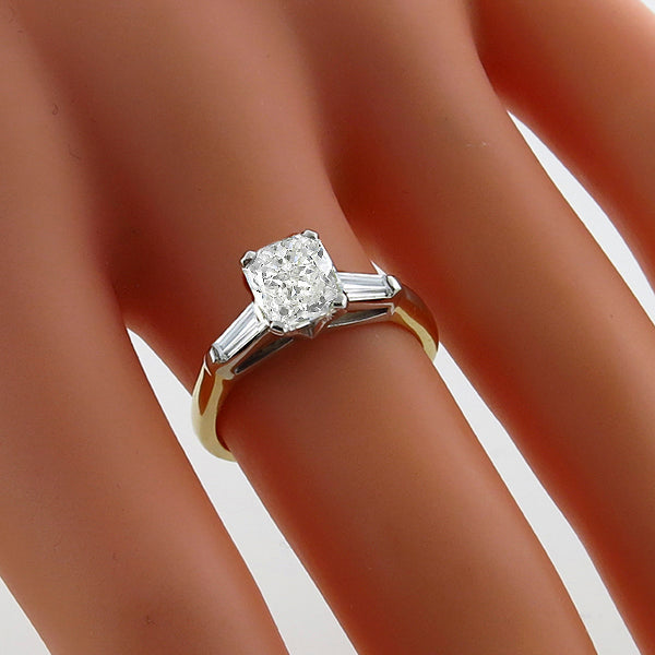 Vintage 1.42ct Diamond 2 Tone Gold Engagement Ring