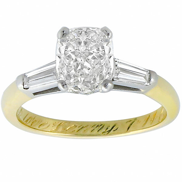 Vintage 1.42ct Diamond 2 Tone Gold Engagement Ring