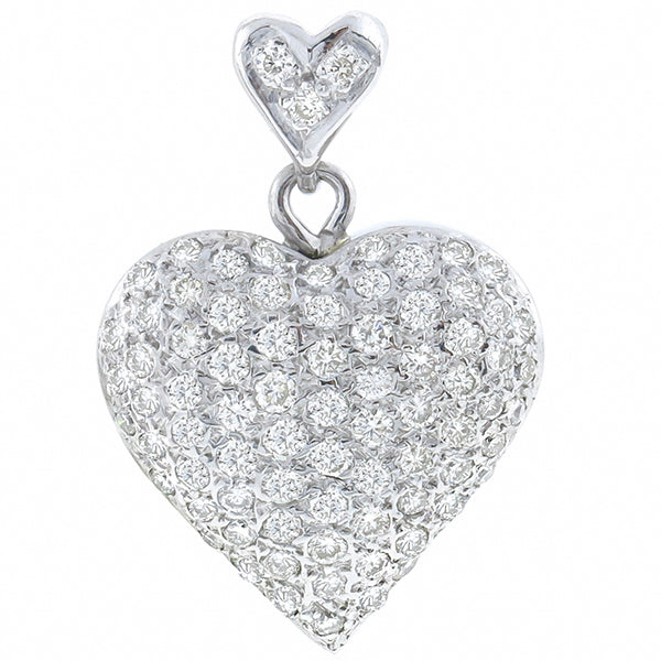 Vintage 1.50ct Diamond Gold Heart Pendant