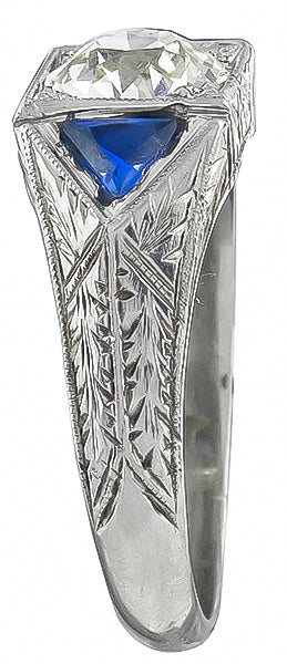 Vintage 1.56ct Diamond Sapphire Engagement Ring