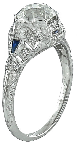 Vintage 1.65ct Diamond Sapphire Engagement Ring