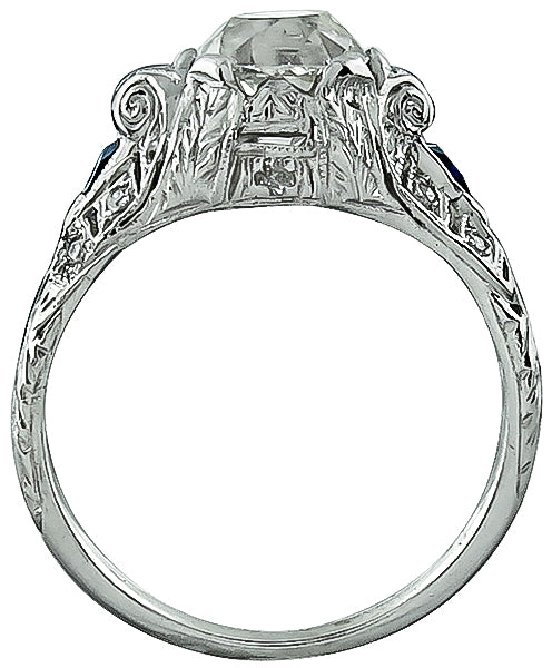 Vintage 1.65ct Diamond Sapphire Engagement Ring