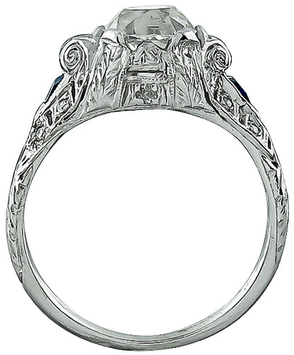 Vintage 1.65ct Diamond Sapphire Engagement Ring