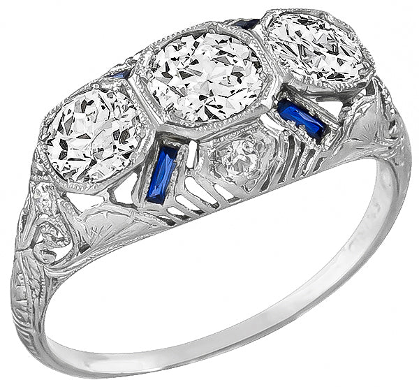 Vintage 1.65ct Diamond Sapphire Ring