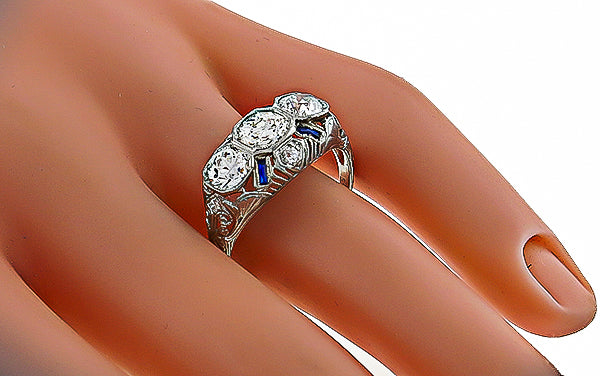 Vintage 1.65ct Diamond Sapphire Ring