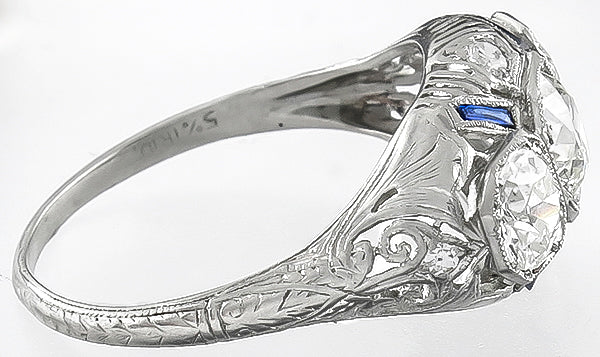 Vintage 1.65ct Diamond Sapphire Ring