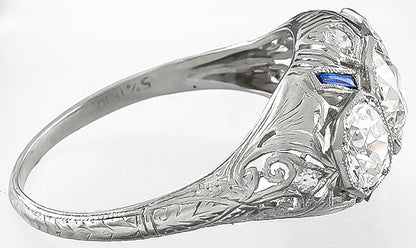 Vintage 1.65ct Diamond Sapphire Ring