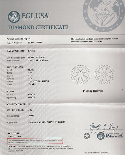 Vintage 1.75ct Diamond Engagement Ring