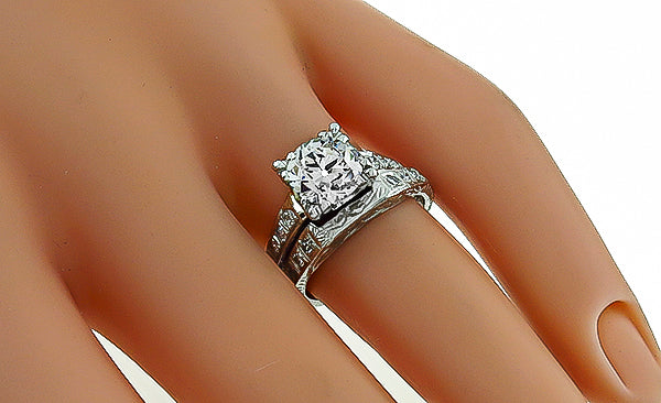 Vintage 1.75ct Diamond Engagement Ring and Wedding Band Set