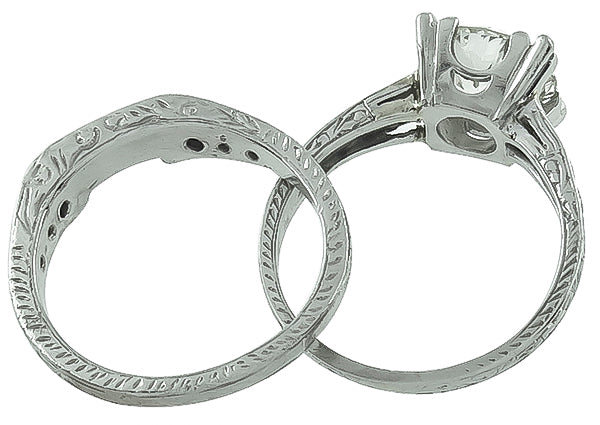 Vintage 1.75ct Diamond Engagement Ring and Wedding Band Set