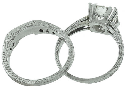 Vintage 1.75ct Diamond Engagement Ring and Wedding Band Set
