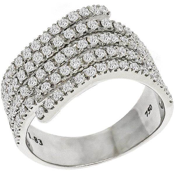 Vintage 1.83ct Round Cut Diamond Cluster 18K White Gold Ring