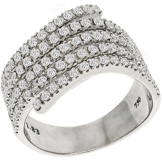 Vintage 1.83ct Round Cut Diamond Cluster 18K White Gold Ring