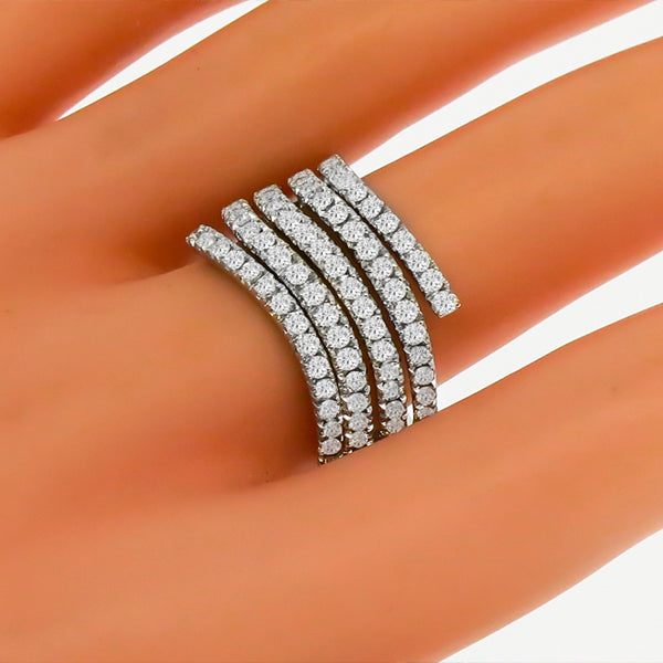 Vintage 1.83ct Round Cut Diamond Cluster 18K White Gold Ring