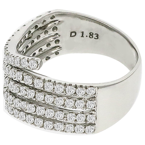 Vintage 1.83ct Round Cut Diamond Cluster 18K White Gold Ring