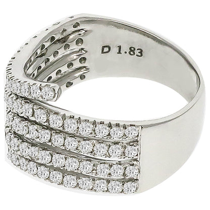 Vintage 1.83ct Round Cut Diamond Cluster 18K White Gold Ring