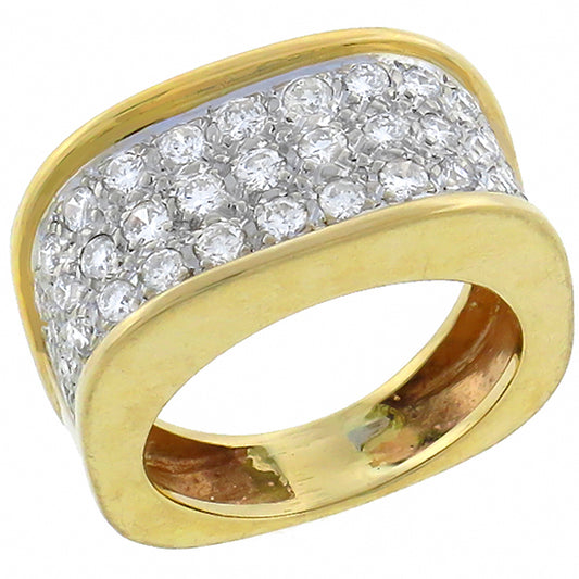 Vintage 1.85ct Diamond Cluster Gold Ring