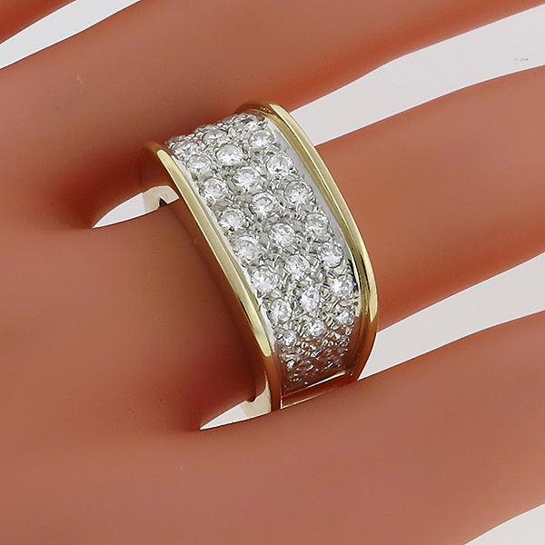 Vintage 1.85ct Diamond Cluster Gold Ring