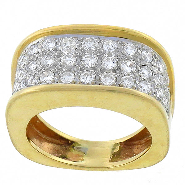 Vintage 1.85ct Diamond Cluster Gold Ring