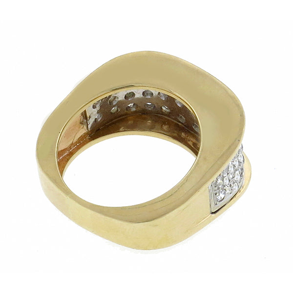 Vintage 1.85ct Diamond Cluster Gold Ring