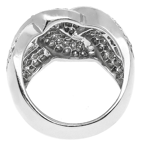 Vintage 1.85ct Round Cut Diamond Cluster 18K White Gold Weave  Ring