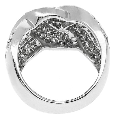 Vintage 1.85ct Round Cut Diamond Cluster 18K White Gold Weave  Ring