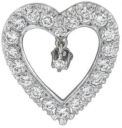 Vintage 1.90ct Diamond Heart Pin / Pendant