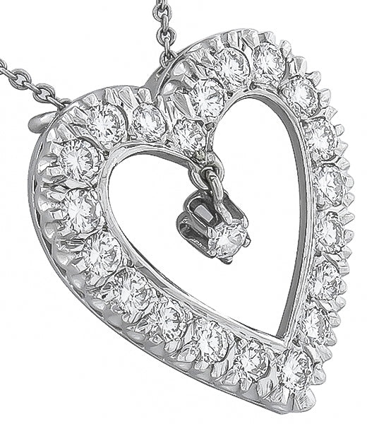 Vintage 1.90ct Diamond Heart Pin / Pendant