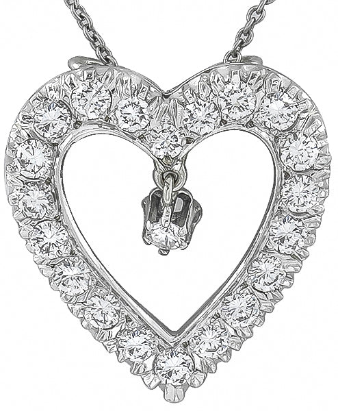 Vintage 1.90ct Diamond Heart Pin / Pendant
