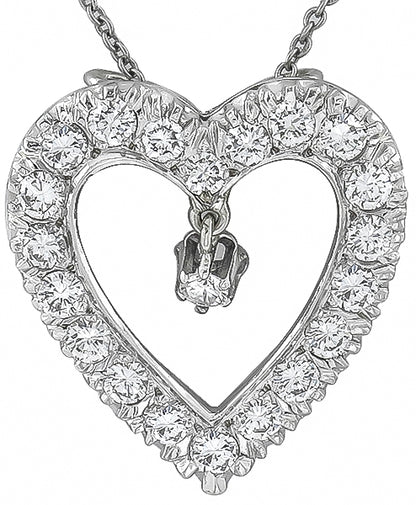 Vintage 1.90ct Diamond Heart Pin / Pendant