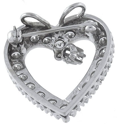Vintage 1.90ct Diamond Heart Pin / Pendant