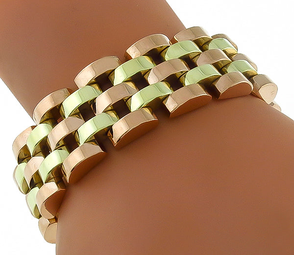 Vintage 1940s Two Tone Gold Bracelet
